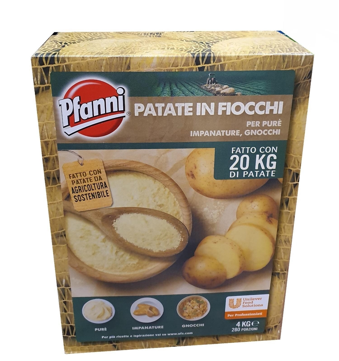 Pfanni Preparato per Purè di patate in fiocchi 4 Kg 280 porzioni Pfanni Preparato per Purè di patate in fiocchi 4 Kg 280 porzioni 4kg